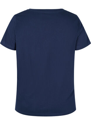Økologisk bomulds t-shirt med snøredetalje, Navy Blazer, Packshot image number 1