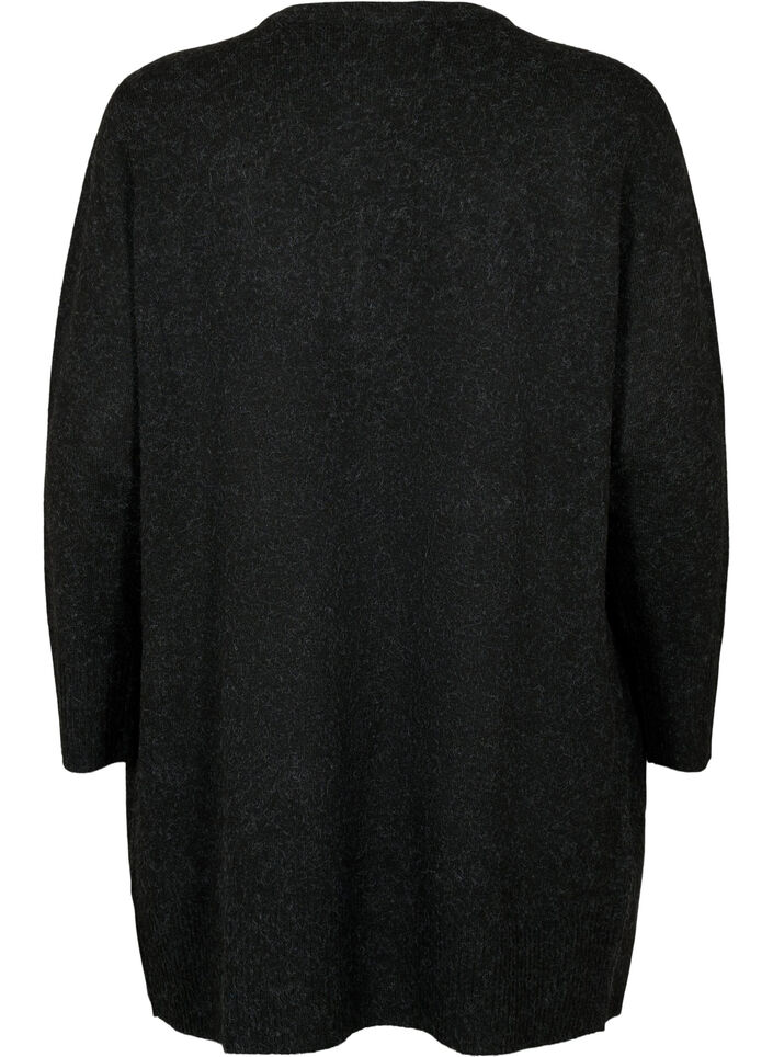 Meleret strik cardigan med lommer, Gr&aring;, Packshot image number 1