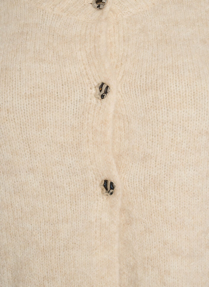 Cardigan i uldblanding med 3/4-&aelig;rmer, Beige, Packshot image number 2