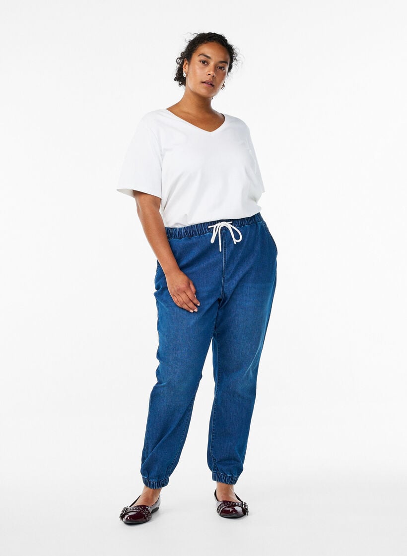 Denimjoggers med lommer, Bl&aring;, Model image number 1