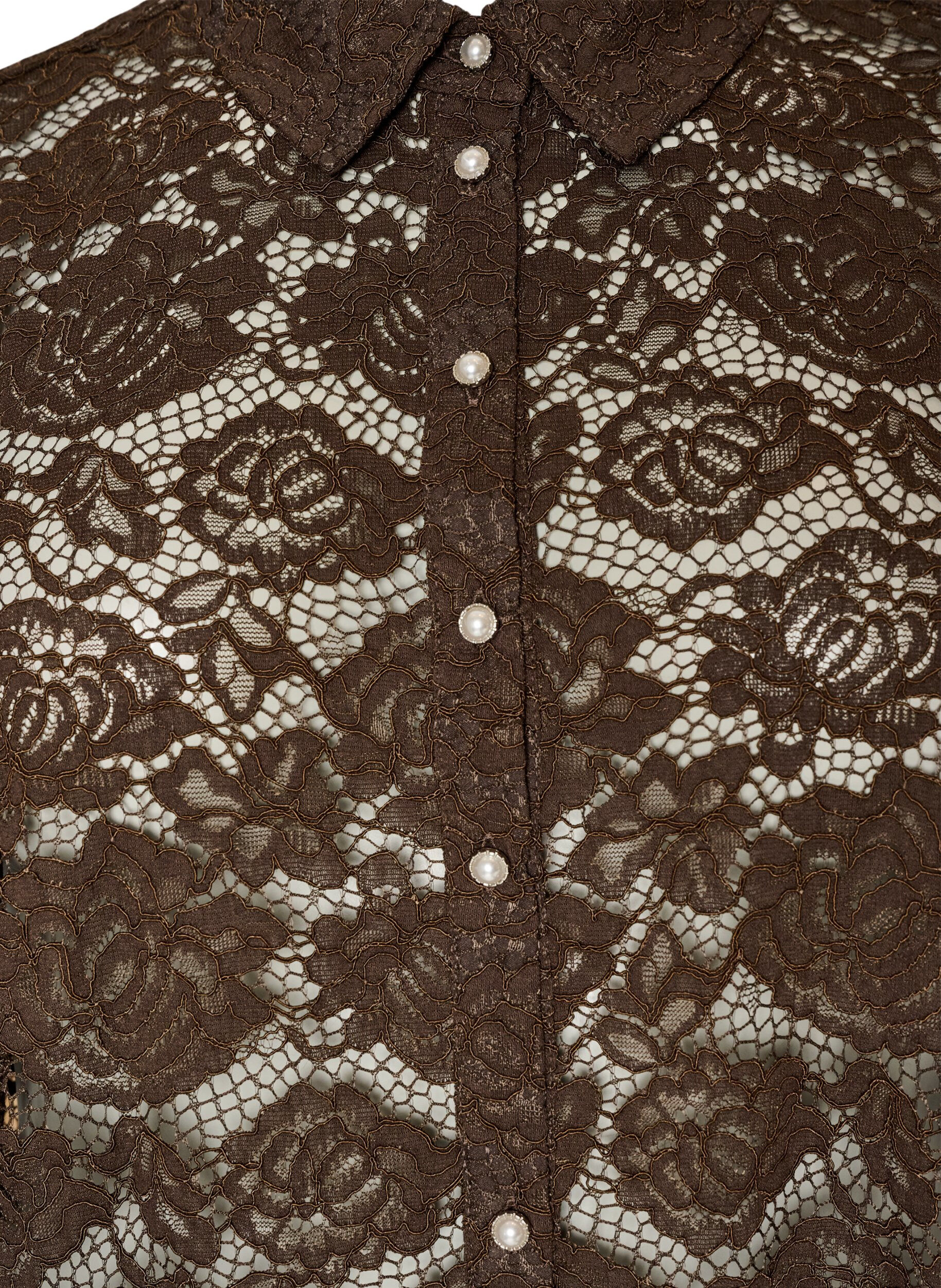 ZizziBlondeskjorte med perleknapper, Brun, Packshot image number 2