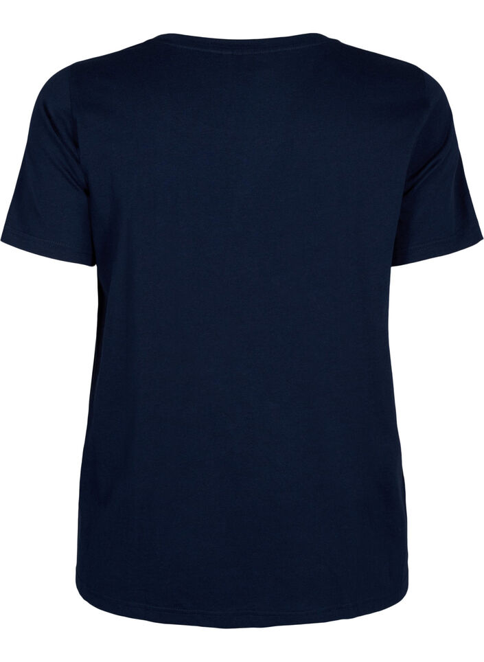 Bomulds t-shirt med tekst, Navy B. Orlando, Packshot image number 1