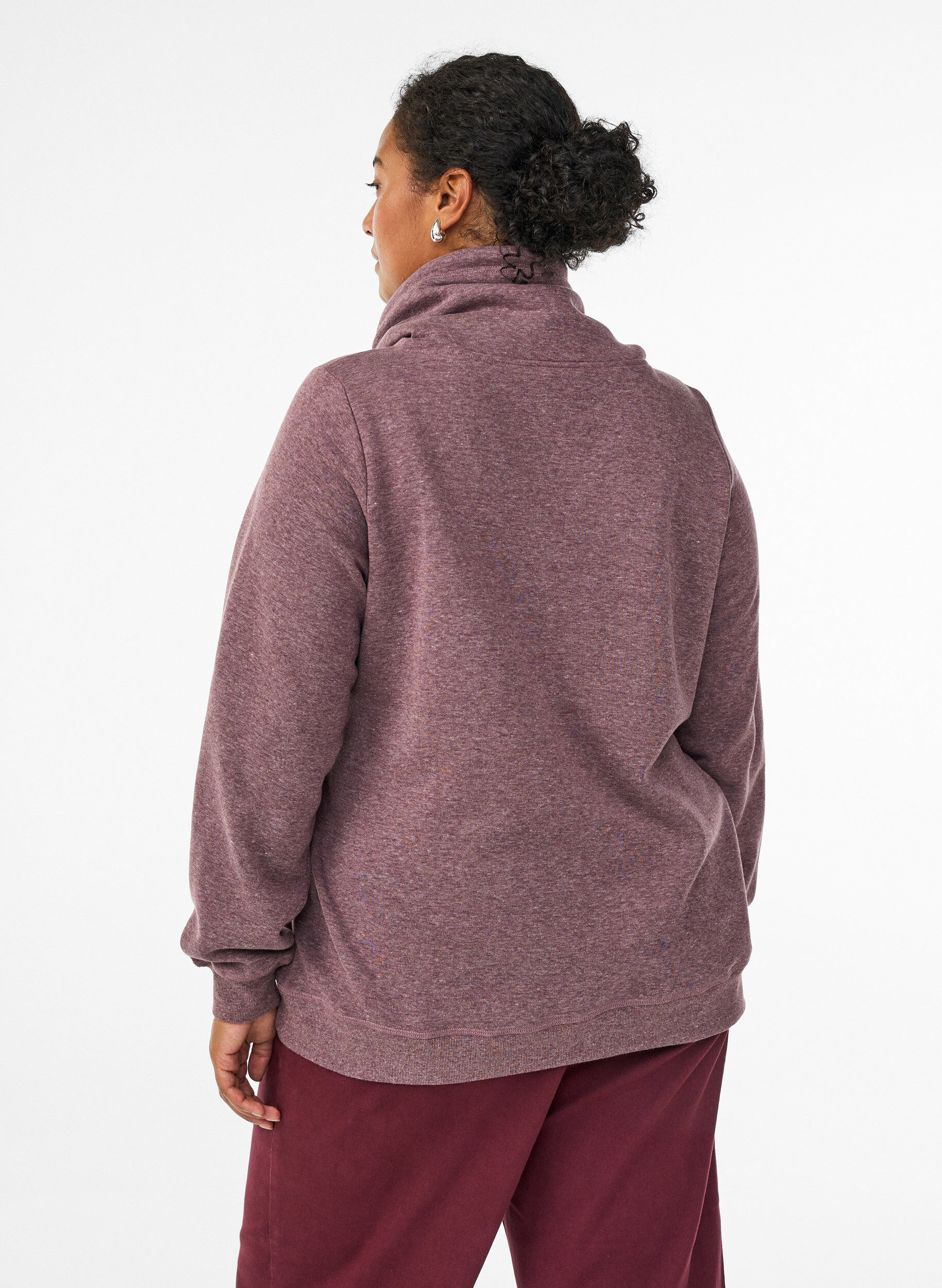 ZizziSweatshirt med h&oslash;j krave og lommer, R&oslash;d, Model image number 2