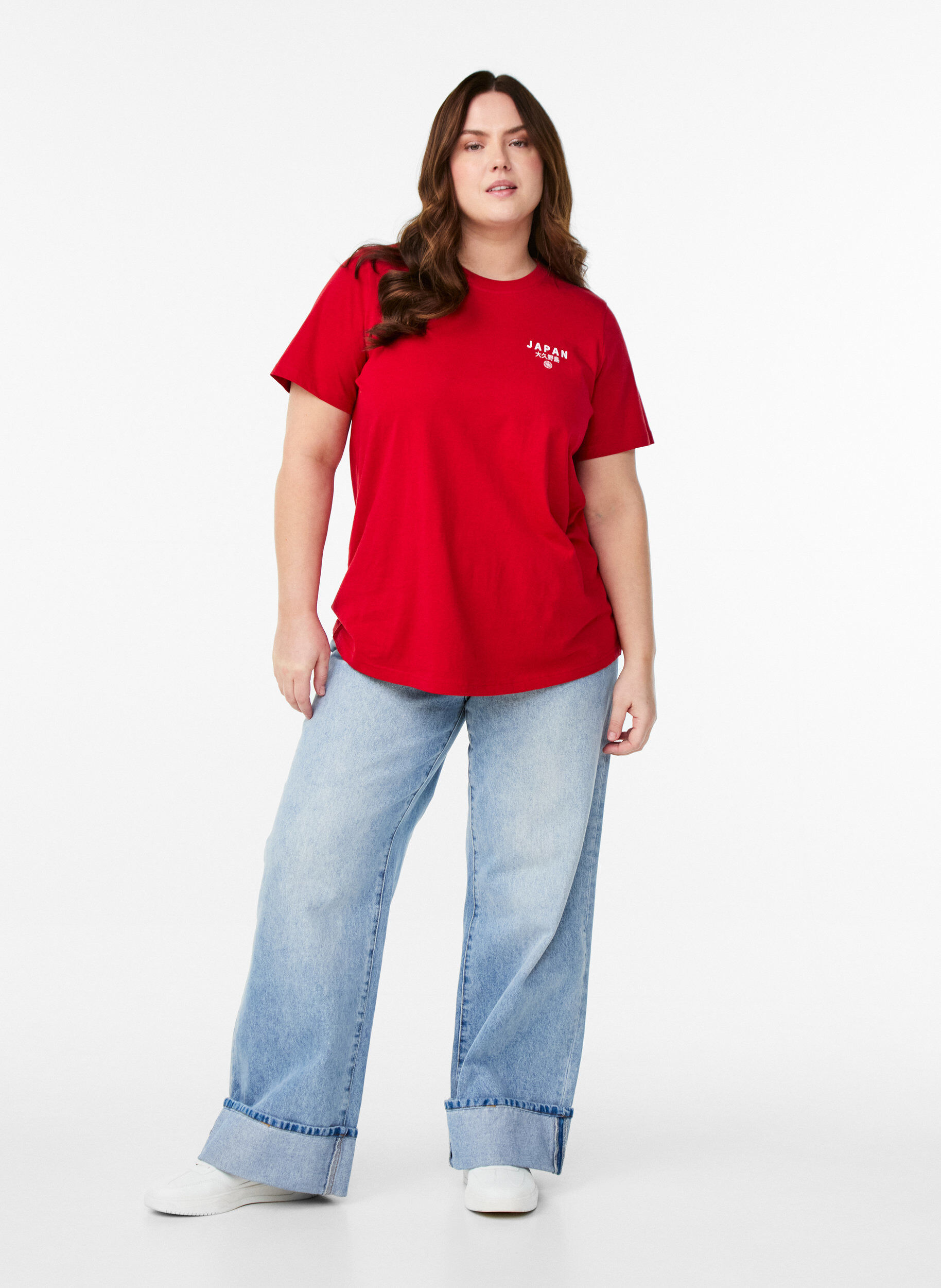 ZizziT-shirt med tekstmotiv og rund hals, R&oslash;d, Model image number 1