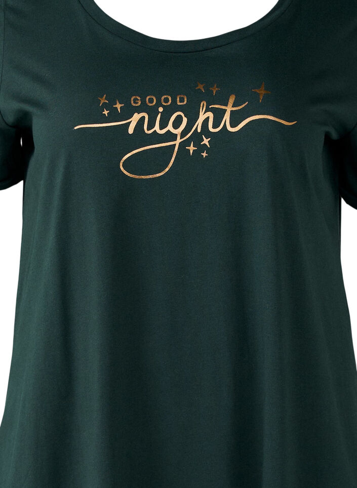 Kortærmet natkjole i økologisk bomuld , Grøn, Packshot image number 2