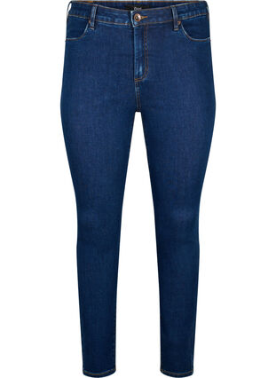 Amy jeans med høj talje og super slim fit, Dark blue, Packshot image number 0