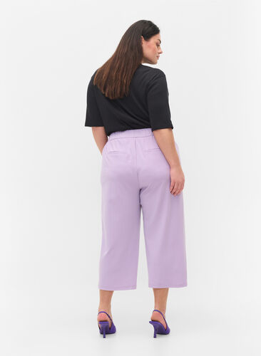 Ensfarvede culotte bukser med lommer, Orchid Bloom, Model image number 1