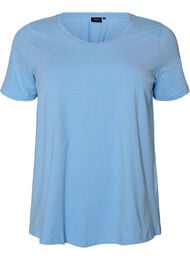 Ensfarvet basis t-shirt i bomuld, Bl&aring;