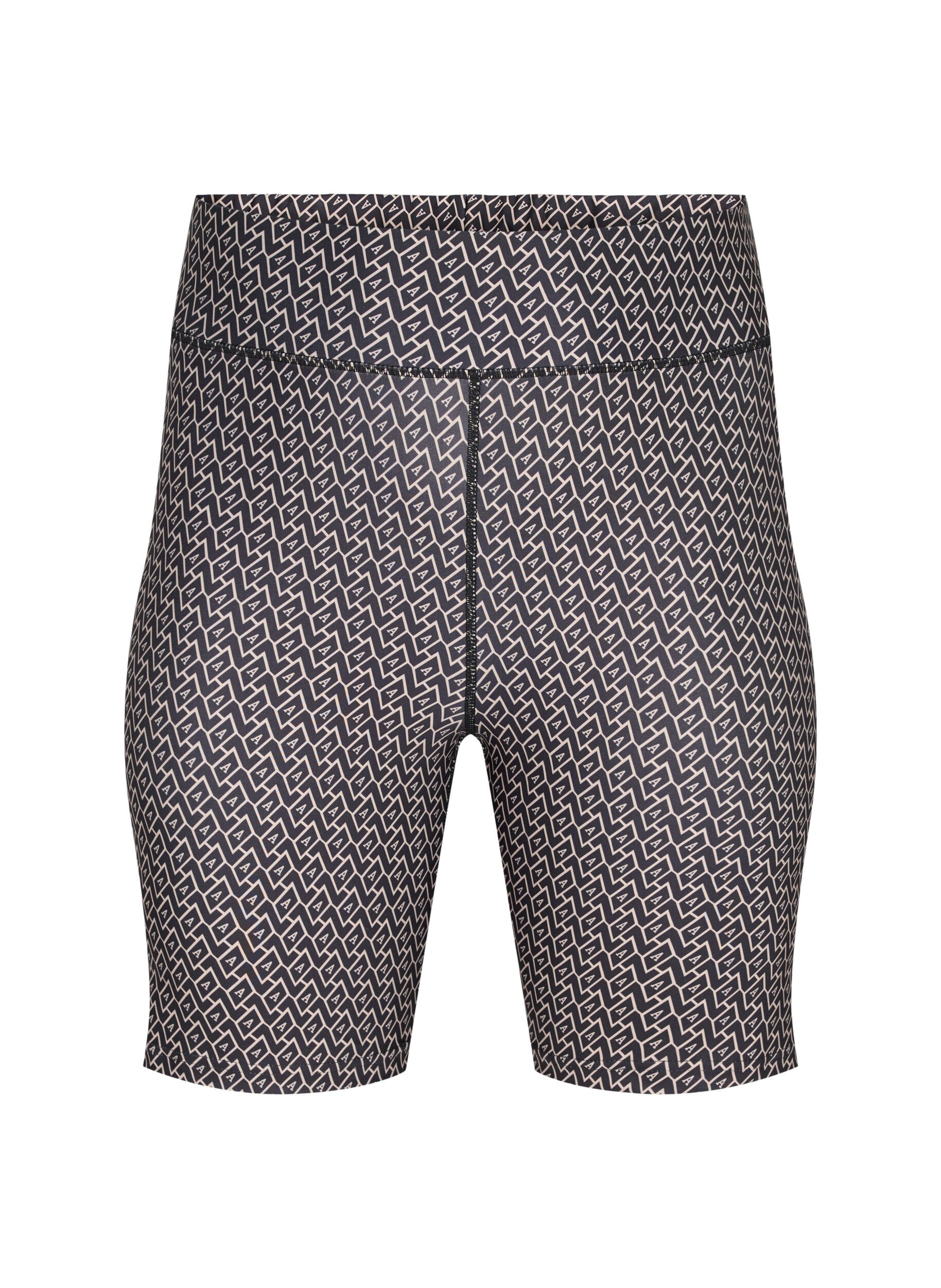 Zizzi Printede tr&aelig;ningsshorts , Black w. Text Print, Packshot image number 0