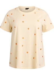 T-shirt i &oslash;kologisk bomuld med broderede motiver, Gul