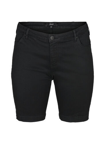 Slim fit Emily shorts med normal talje, Black solid, Packshot image number 0