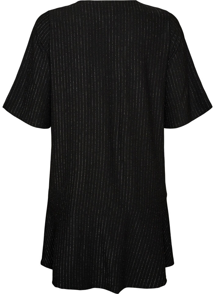 Kort A-formet kjole med glimmerstriber, Sort, Packshot image number 1