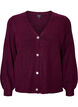 Cardigan med V-hals og ribstruktur, Lilla, Packshot image number 0