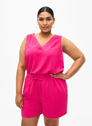 Shorts med lommer og elastik i taljen, Pink Peacock, Model image number 0