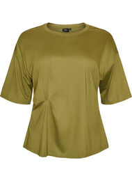 T-shirt med draperet detalje, Gr&oslash;n