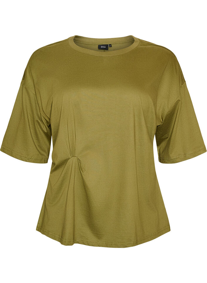T-shirt med draperet detalje, Gr&oslash;n, Packshot image number 0