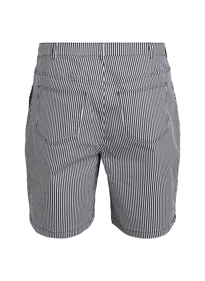 Stribede bermudashorts med høj talje, Sort, Packshot image number 1