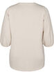 Bluse med blomsterbroderi og 3/4-ærmer, Oatmeal Melange, Packshot image number 1