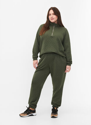 Quiltede sweatpants med lommer, Thyme, Model image number 0