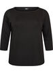 Basis T-shirt med b&aring;dudsk&aelig;ring og 3/4-&aelig;rmer, Sort, Packshot image number 0
