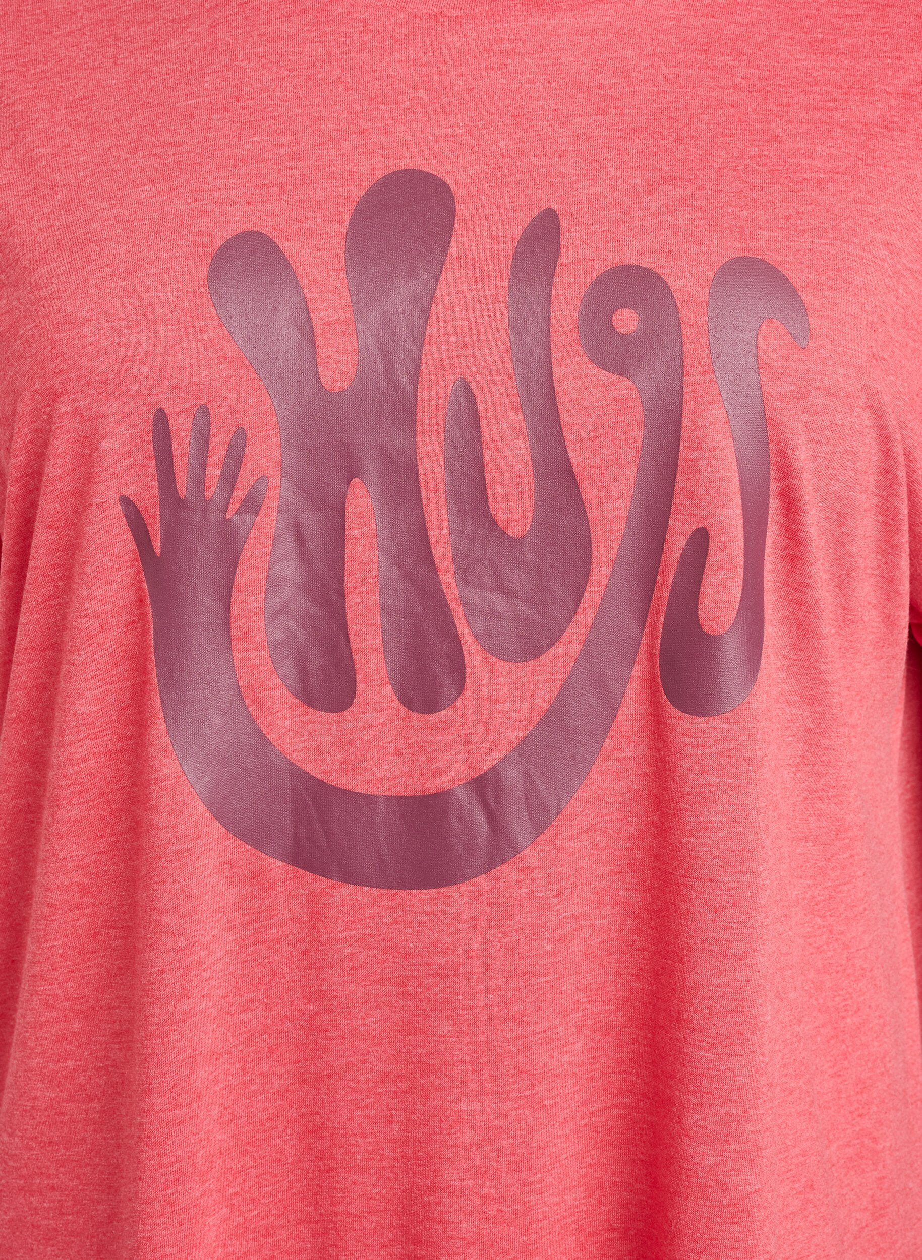 ZizziKort&aelig;rmet natkjole med tekstprint, R&oslash;d, Packshot image number 2