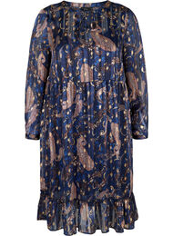 Langærmet kjole med print og a-form , Paisley Foil