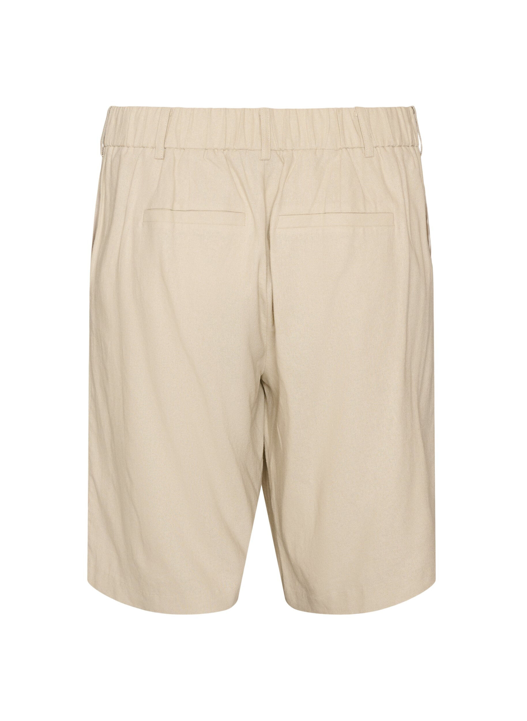 ZizziBermudashorts i h&oslash;r og viskose med h&oslash;j talje, Beige, Packshot image number 1