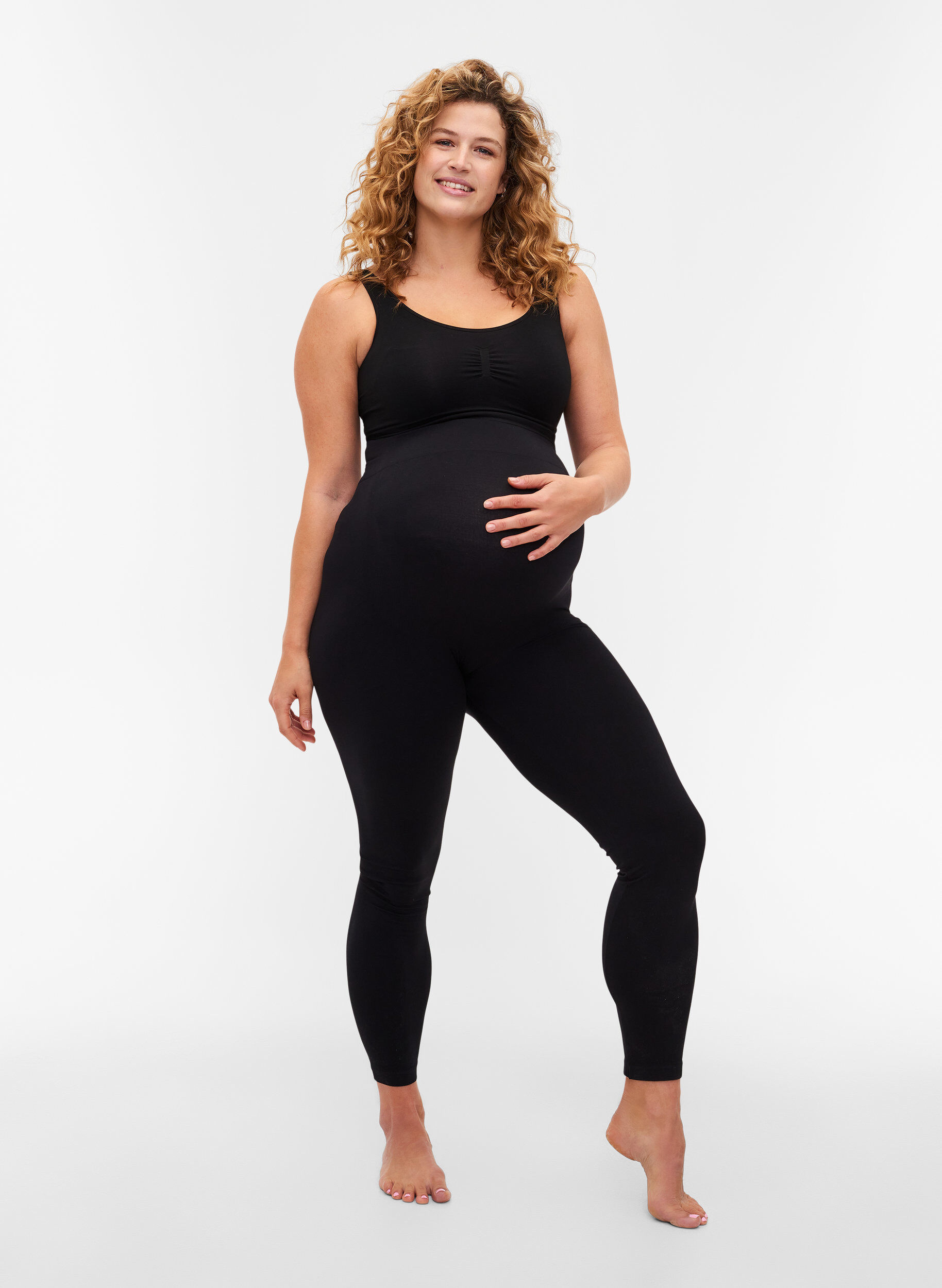 Zizzi Seamless graviditets leggings , Black, Model image number 2