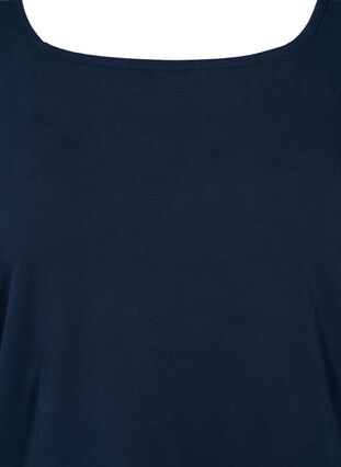 Ensfarvet bomulds t-shirt med 3/4 ærmer, Navy Blazer, Packshot image number 2