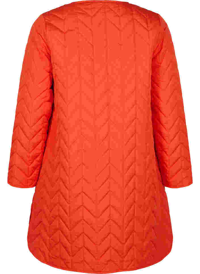 Quiltet jakke med knapper, Tangerine Tango, Packshot image number 1
