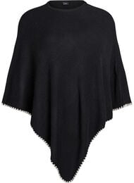 Finstrikket poncho, Sort