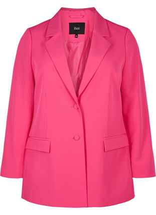 Klassisk blazer med knaplukning, Pink Yarrow, Packshot image number 0