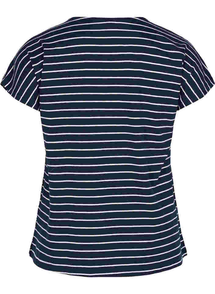 Bomulds t-shirt med striber, Blue Stripe, Packshot image number 1