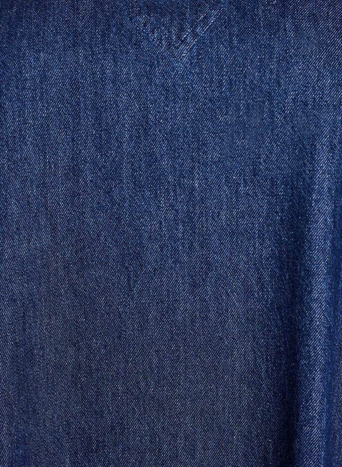 Kort denimkjole med v-hals og krave, Bl&aring;, Packshot image number 2