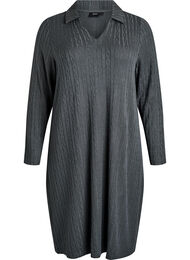 Kjole med kabelstruktur og v-udskæring, Grøn