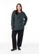 Meleret strikbluse med rund hals, Gr&oslash;n, Model image number 1