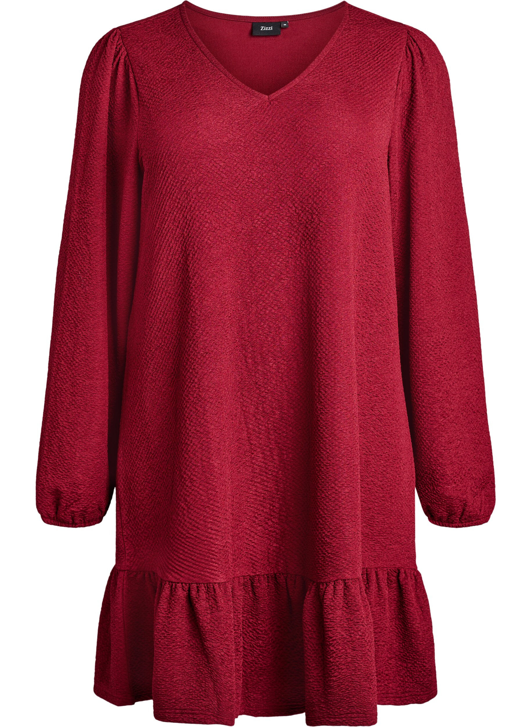 Kort kjole med struktur og fll&aelig;sekant