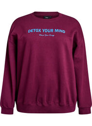 Sweatshirt med tekstmotiv, M&oslash;rk Bordeaux