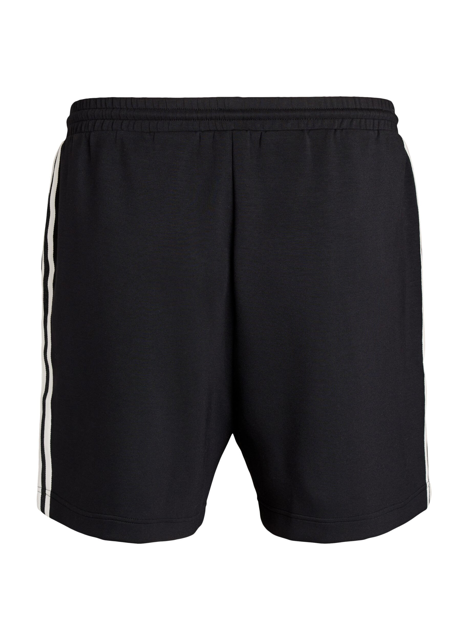 Zizzi Shorts med h&oslash;j talje og stribedetaljer, Sort, Packshot image number 1