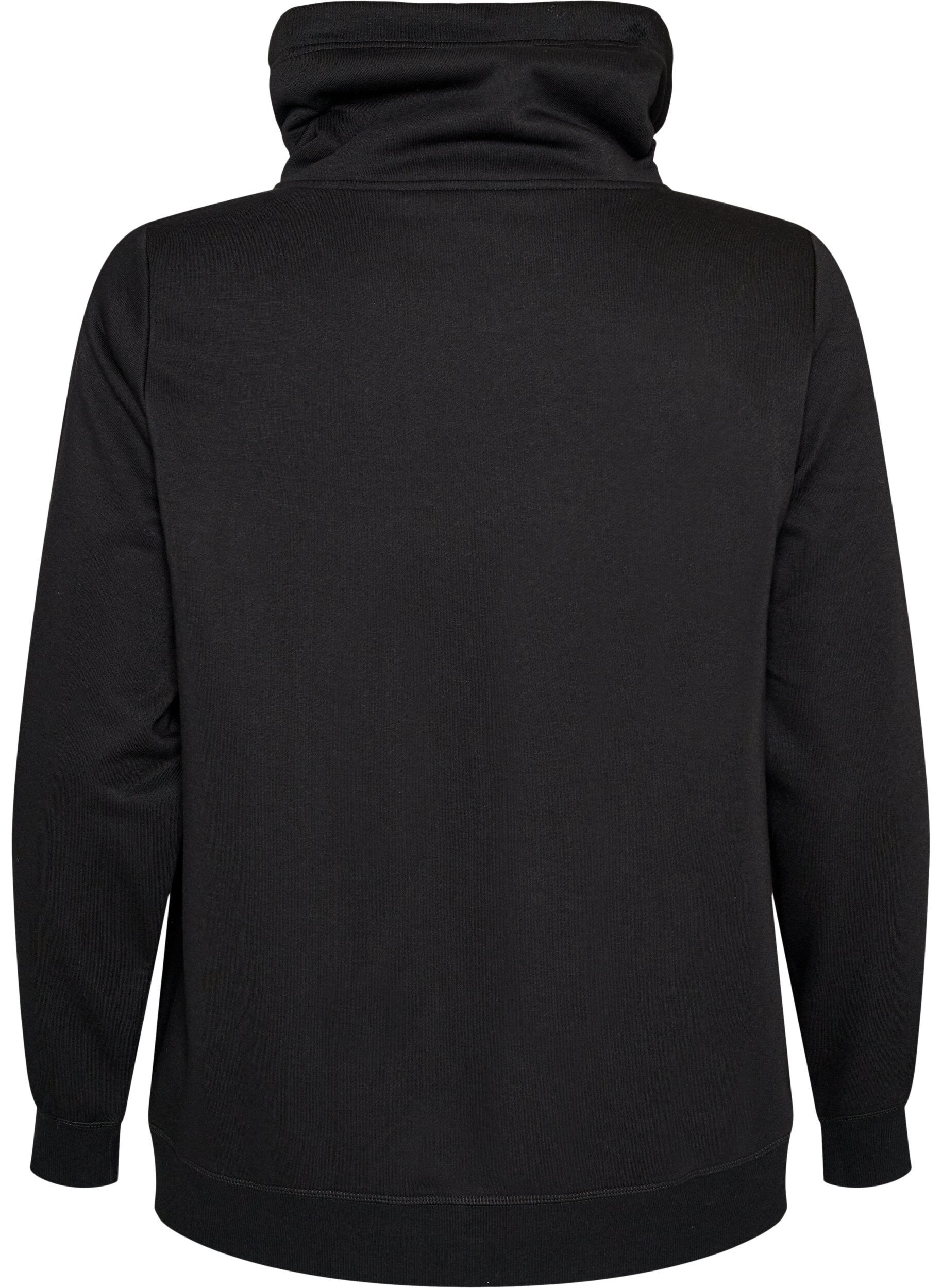 ZizziSweatshirt med h&oslash;j krave og lommer, Sort, Packshot image number 1