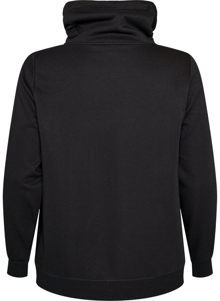 Sweatshirt med h&oslash;j krave og lommer, Sort, Packshot image number 1