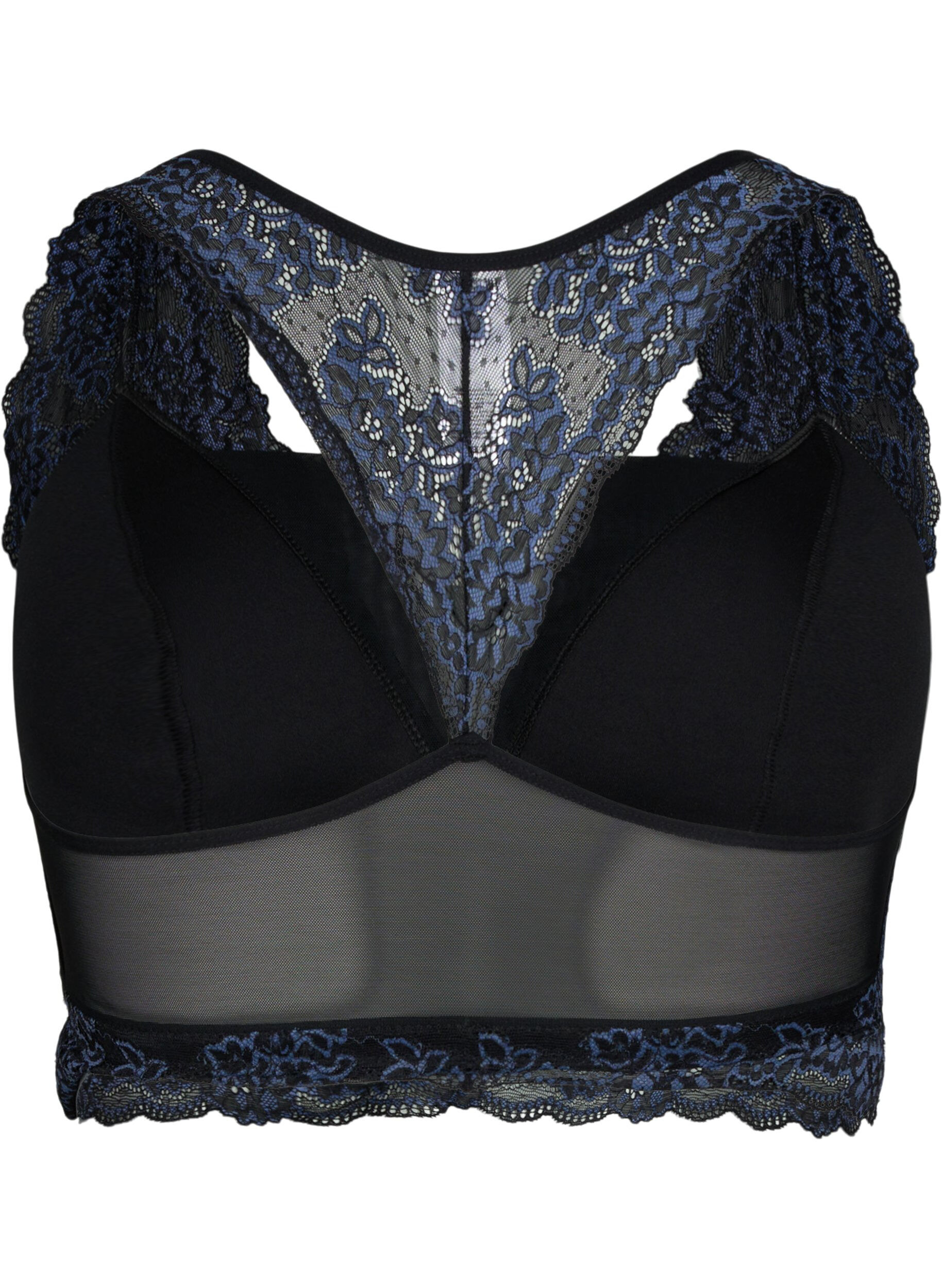 Zizzi Bralette med blonder og mesh, Sort, Packshot image number 1