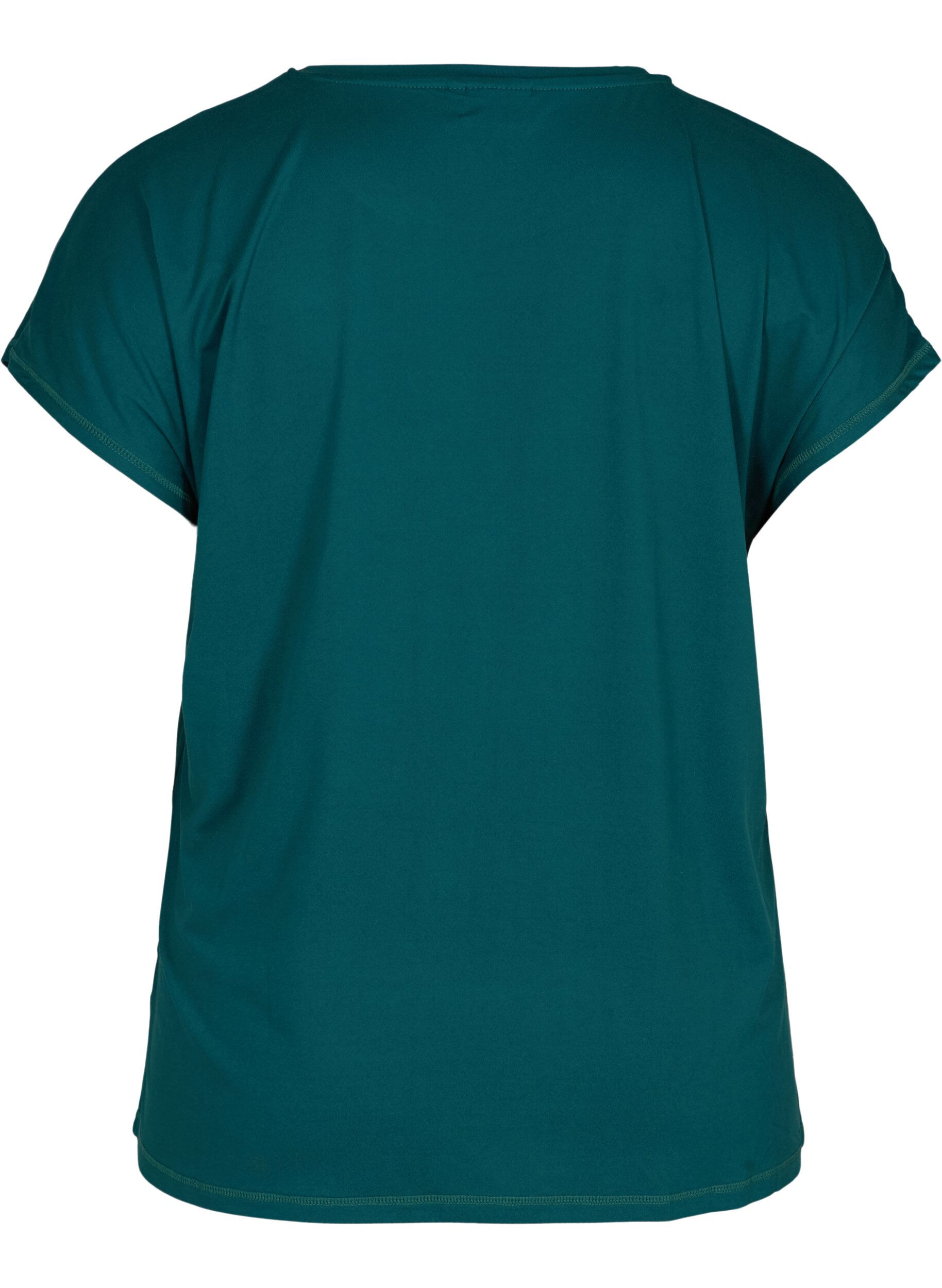 Zizzi Ensfarvet tr&aelig;nings t-shirt, Gr&oslash;n, Packshot image number 1