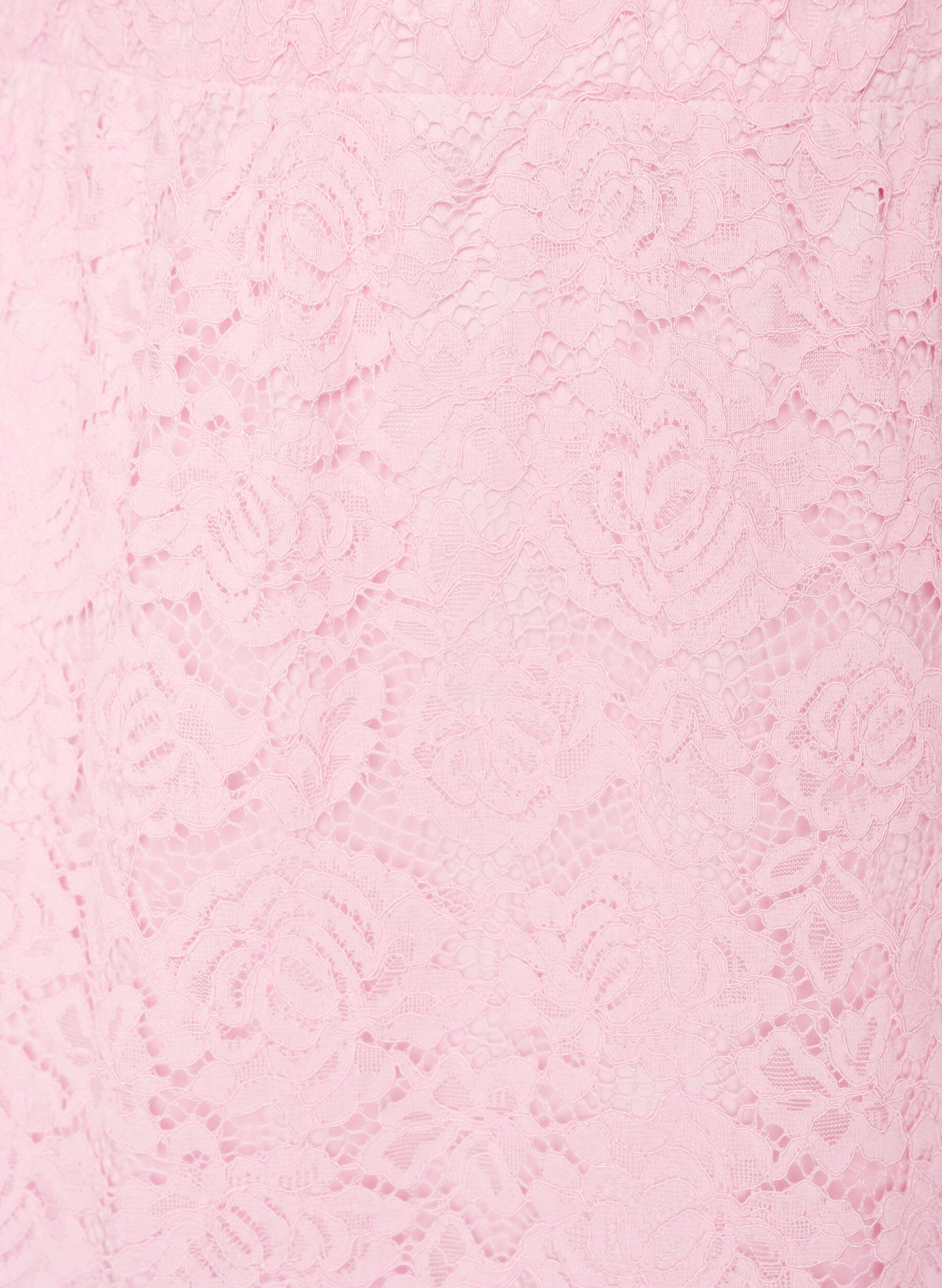 ZizziMidinederdel i blonde med elastisk talje, Lyser&oslash;d, Packshot image number 2