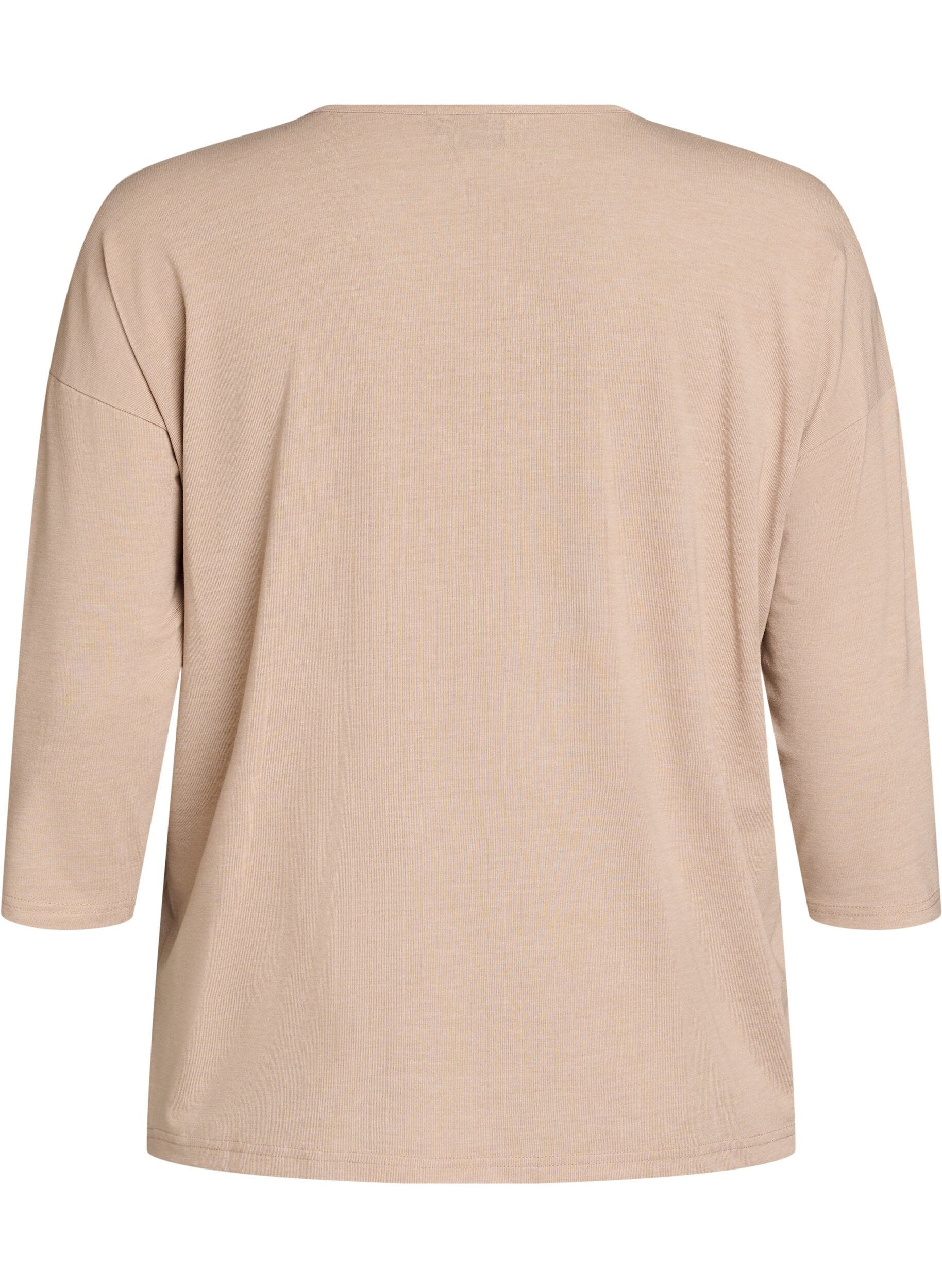 ZizziJerseybluse med 3/4 &aelig;rmer, Beige, Packshot image number 1