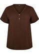 T-shirt med knapdetalje, Brun, Packshot image number 0
