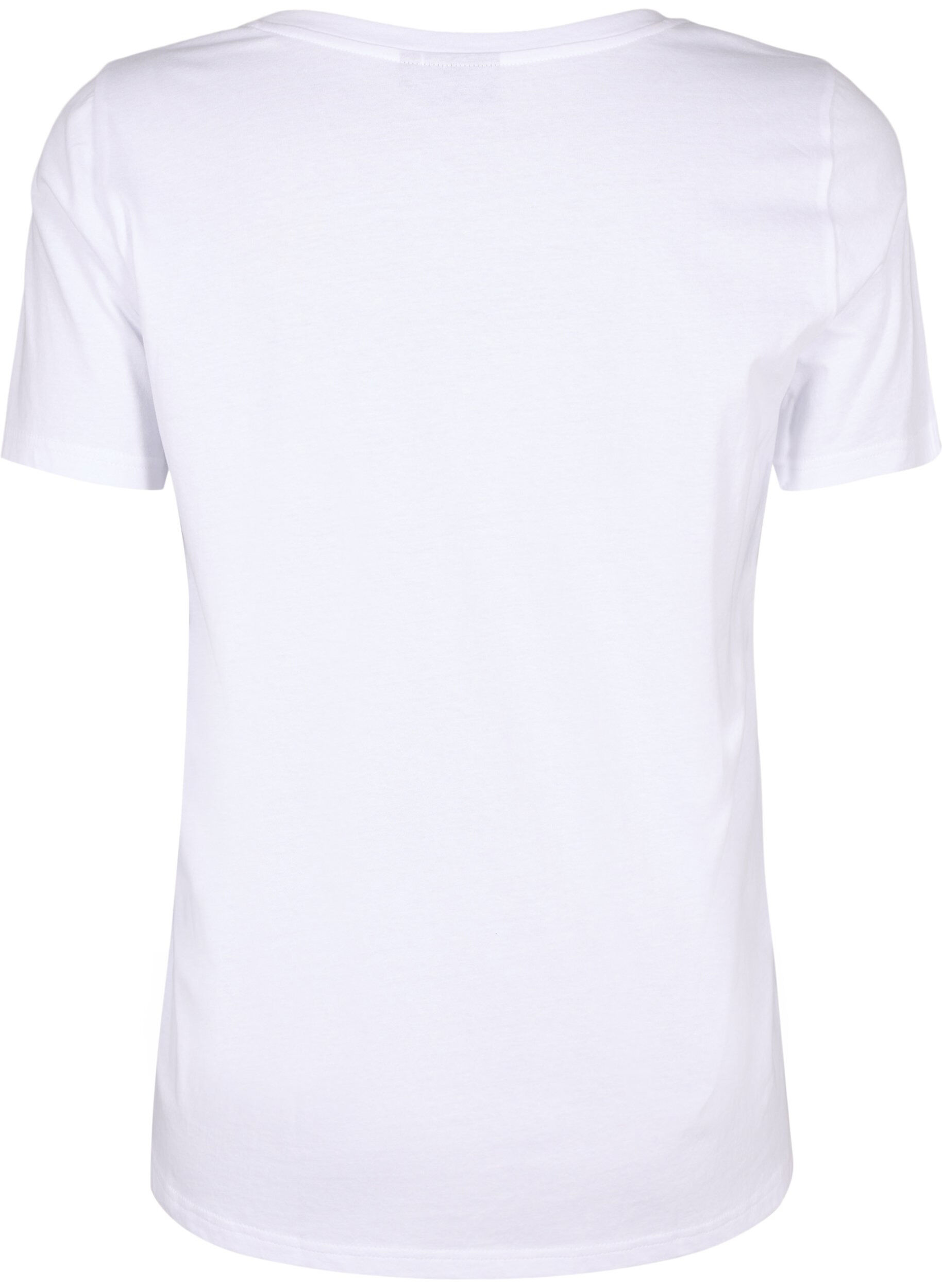 Zizzi Bomulds t-shirt med motiv, B. White w. Face, Packshot image number 1