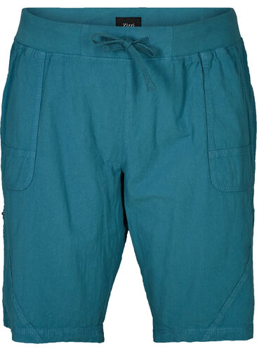 Løse shorts i bomuld, Storm Blue, Packshot image number 0