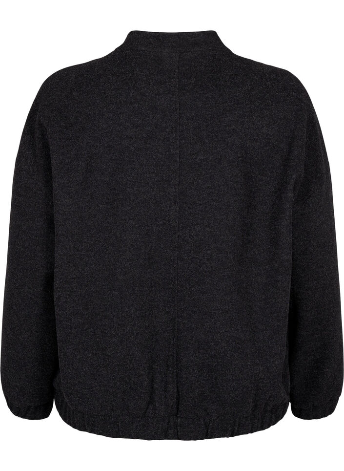 Bomberjakke i uld-look med lommer, Dark Grey Melange, Packshot image number 1