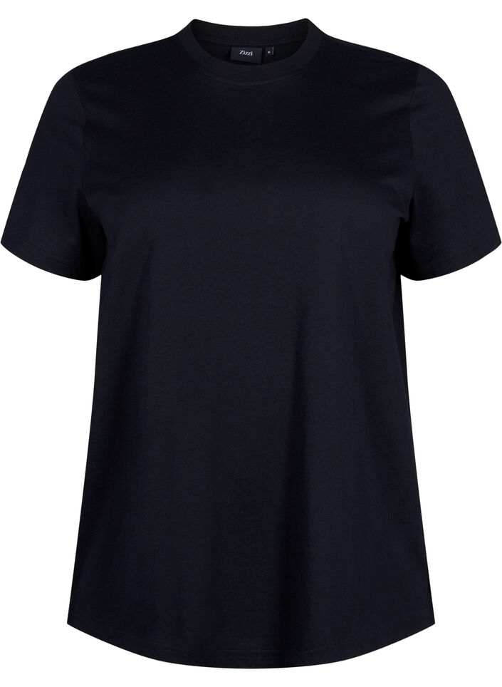 Basis t-shirt i bomuld med rund hals , Sort, Packshot image number 0
